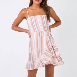 Princess Polly Queen of Dance Striped Wrap Dress